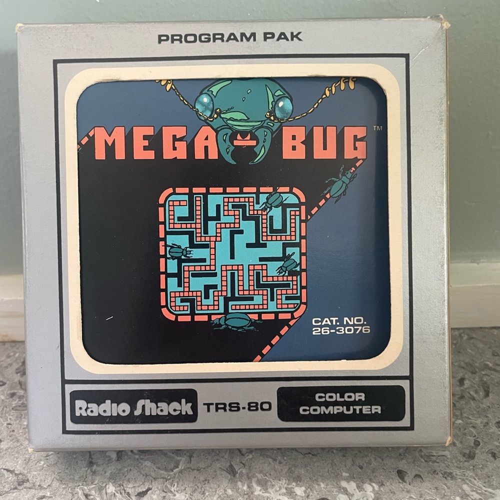 RadioShack Mega Bug game cartridge for the TRS-80 Color Computer